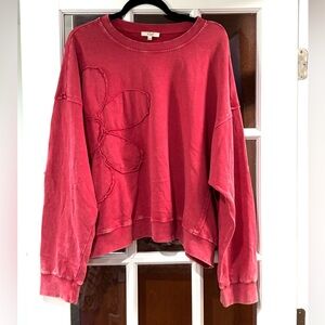 Easel Flower Patch Mineral Washed Terry Knit Pullover